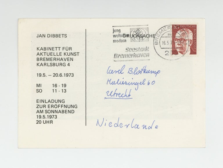 Item ID: 10140 Exhibition postcard: Jan Dibbets (19 May-20 June 1973). Jan DIBBETS