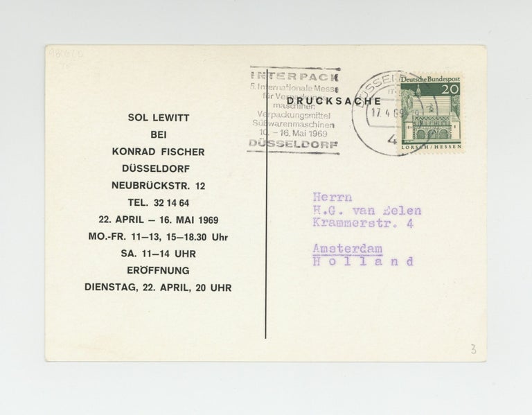 Item ID: 10141 Exhibition postcard: Sol LeWitt bei Konrad Fischer (22 April-16 May 1969). Sol LEWITT