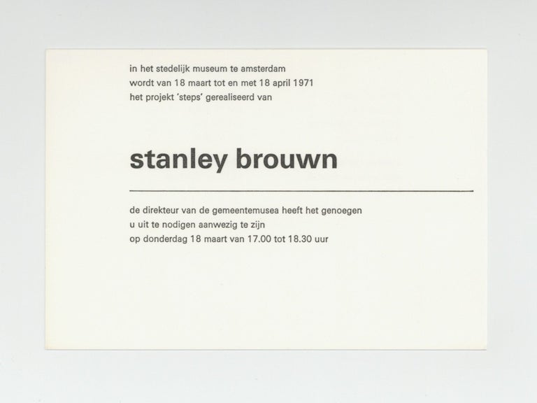 Item ID: 10143 Exhibition card: het projekt ‘steps’ gerealiseerd van stanley brouwn (18...