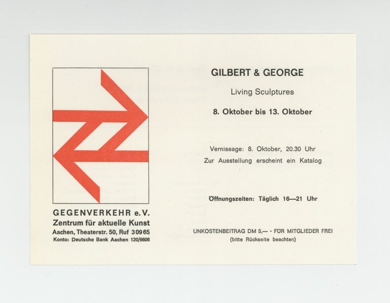 Item ID: 10144 Exhibition card: Gilbert & George: Living Sculptures (8-13 October [1970])....