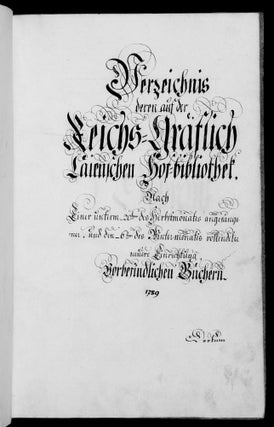Three manuscript catalogues, all highly legible, of the library at Schloss Arenfels, near Bad...