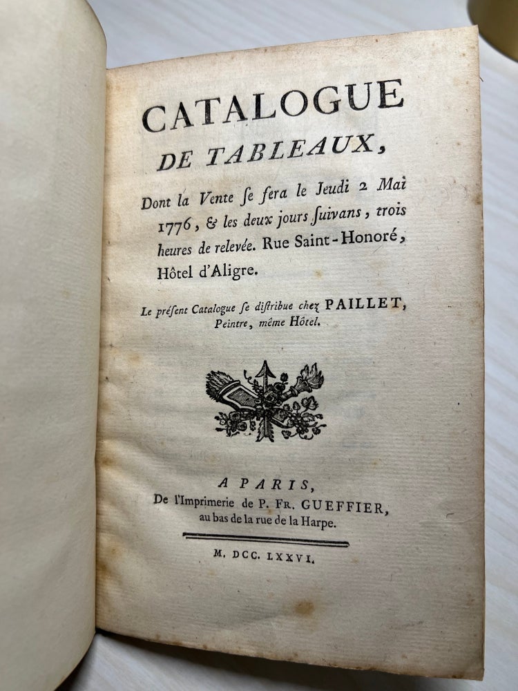 Item ID: 10204 Catalogue de Tableaux… (2-4 May 1776). Alexandre Joseph PAILLET, expert