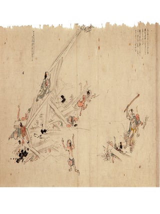 Two finely illustrated handscrolls on paper depicting the great Zenkōji Temple earthquake of 8 May 1847 & its aftermath.