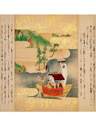 Three beautifully illustrated scrolls of The Tale of Sumiyoshi.