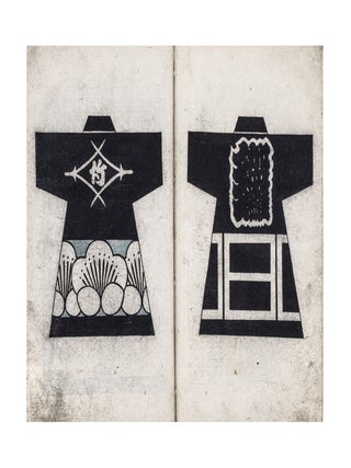 Manuscript on paper, entitled on upper cover &ldquo;Shirushi banten tehon&rdquo; 印半天手本 &ldquo;Pattern Book of Livery Jackets [for Firemen].&rdquo;