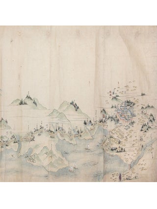 Illustrated scroll on paper, entitled on manuscript label on outside of the beginning &ldquo;Edo yori. EDO TO NAGASAKI TRADE ROUTES.