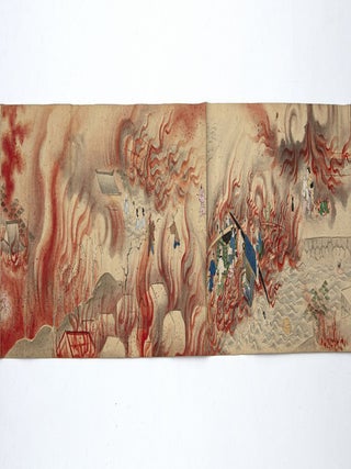Illustrated handscroll on paper with scenes of the Great Meiwa Fire of 1772.