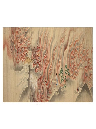 Illustrated handscroll on paper with scenes of the Great Meiwa Fire of 1772.