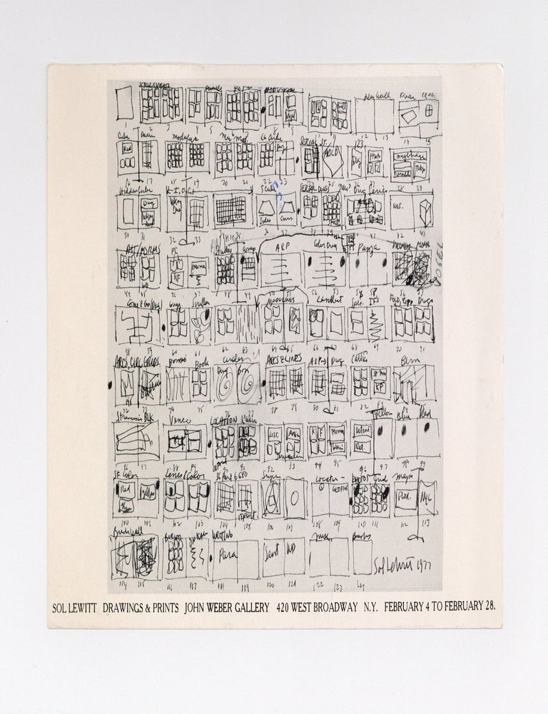 Item ID: 11295 Announcement card: Sol LeWitt: Drawings & Prints (4-28 February [1978]). Sol...