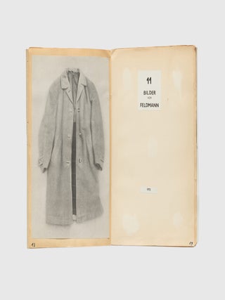 The handmade maquette for the artist&rsquo;s 1973 Billeder af Feldmann, incorrectly hand-titled by the artist &ldquo;Bildere af Feldmann&rdquo; on the upper cover, containing dozens of clipped & pasted images and text from Feldmann&rsquo;s previous "Bilderheften."