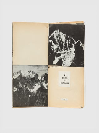 The handmade maquette for the artist&rsquo;s 1973 Billeder af Feldmann, incorrectly hand-titled by the artist &ldquo;Bildere af Feldmann&rdquo; on the upper cover, containing dozens of clipped & pasted images and text from Feldmann&rsquo;s previous "Bilderheften."