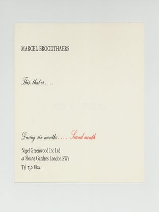 Exhibition cards: Ceci Cela ou Rien/This, that or&hellip;