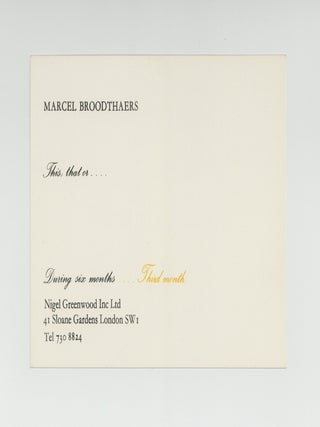 Exhibition cards: Ceci Cela ou Rien/This, that or&hellip;