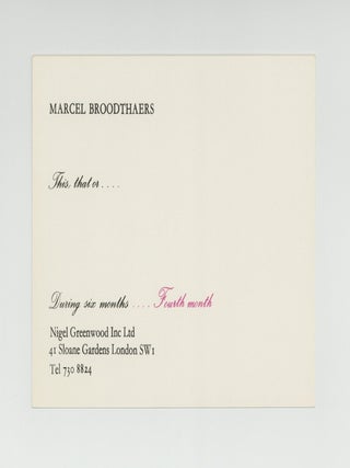 Exhibition cards: Ceci Cela ou Rien/This, that or&hellip;