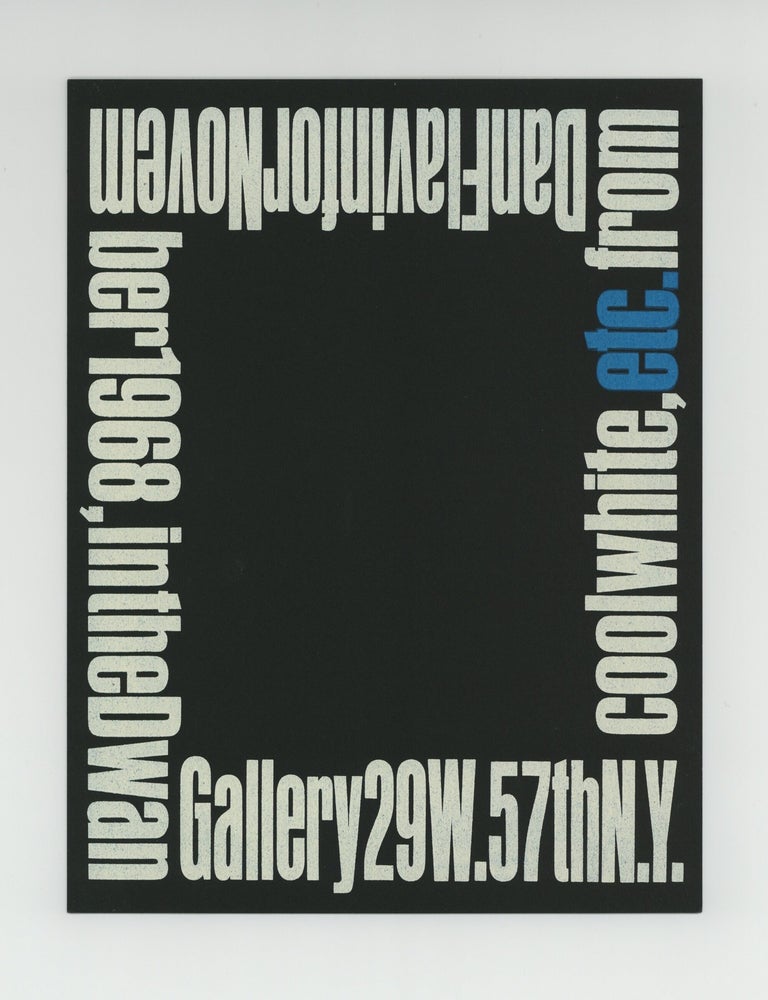 Item ID: 11479 Exhibition card: coolwhite, etc., from Dan Flavin [2-27 November 1968]. Dan FLAVIN.
