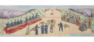 Two long & vividly illustrated scrolls providing a Japanese account of the decisive February-April 1854 American expedition, during which the two sides continued to familiarize themselves with each other through gift-giving and entertaining.