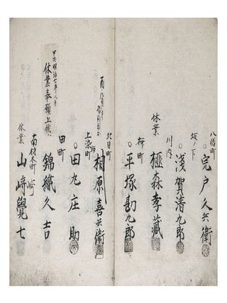 Manuscript on paper, entitled on upper cover: &ldquo;Kōjimuroshi kisokuchō&rdquo; 糀室師規則帳 [&ldquo;Rules of the Masters of the Kōji-Making Room&rdquo;].