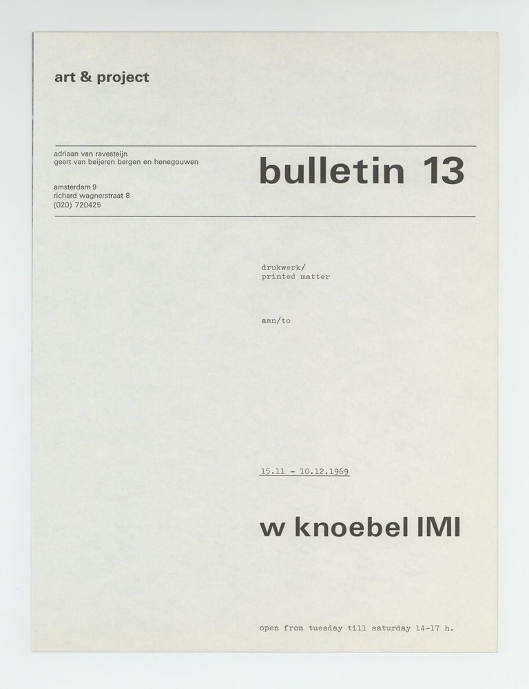 Item ID: 11500 bulletin 13 (15 November-10 December 1969). Imi KNOEBEL.