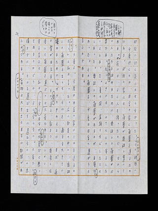 Autograph working manuscript, written in pencil, of her famous essay &ldquo;Kokyō no ie&rdquo; 故郷の家 [&ldquo;My Hometown&rdquo;].