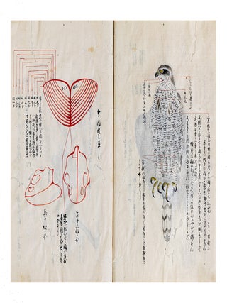 Manuscript on paper, core title on manuscript labels on both upper covers: &ldquo;Yoshida ryū yōhō&rdquo; 吉田流鷹法 [&ldquo;Yoshida School of Falconry&rdquo;]; text title in first vol.: &ldquo;Yōjutsu shiki sho kan no hachi yakuhō bu&rdquo; 鷹術四季書巻之八薬法部 [&ldquo;Falconry in Four Seasons. Part VIII. Medicine & Treatment&rdquo;]; text title in second vol.: &ldquo;Yōjutsu shiki sho hinagata no bu&rdquo; 鷹術四季書雛形之部 [&ldquo;Falconry in Four Seasons. The Way of Falconry, Illustrated&rdquo;].