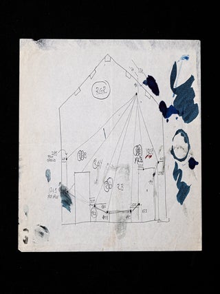 The manuscript plan for LeWitt&rsquo;s Wall Drawing #445: Asymmetrical pyramid with color ink washes...