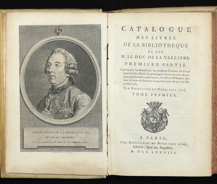 Item ID: 137 Catalogue des Livres de la Bibliotheque de feu M. le Duc de la Valliere. Premiere...