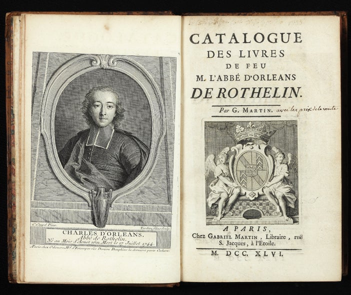 Item ID: 145 Catalogue des Livres de feu M. l'Abbé d'Orleans de Rothelin. AUCTION CATALOGUE:...