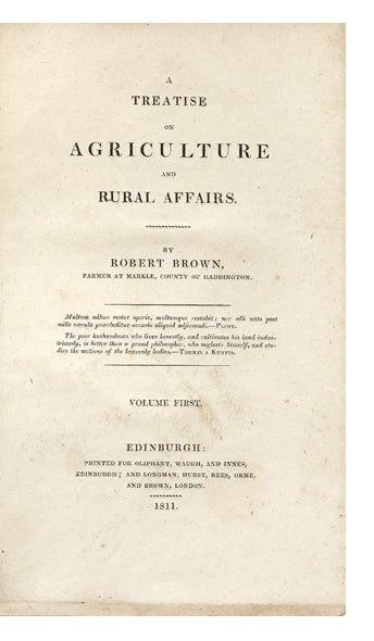 Item ID: 2688 A Treatise on Agriculture and Rural Affairs. Robert BROWN