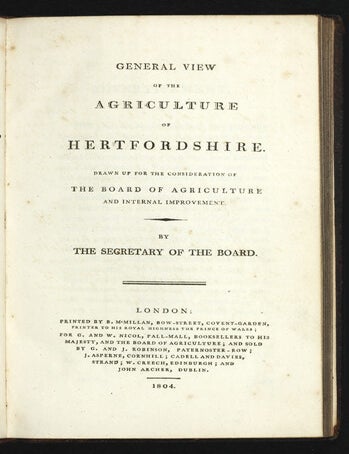 Item ID: 2772 General View of the Agriculture of Hertfordshire. Drawn up for the Consideration...