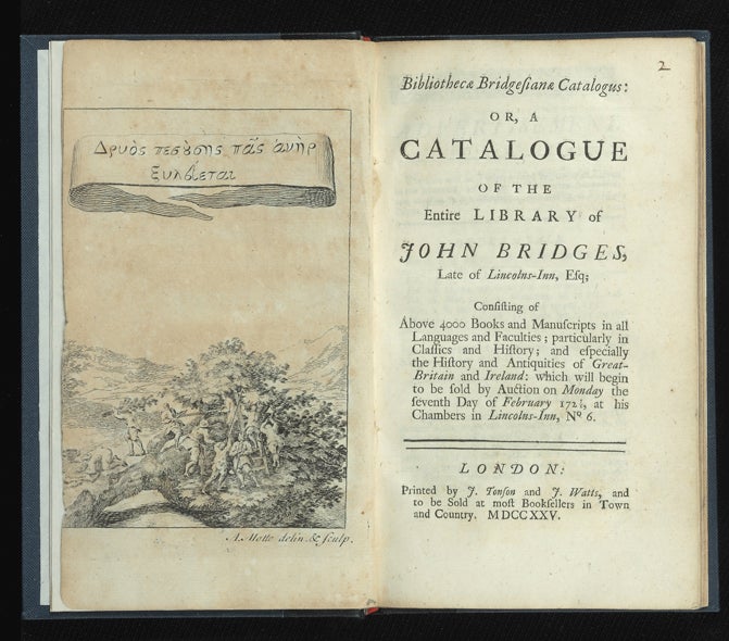 Item ID: 2799 Bibliothecae Bridgesianae Catalogus: or, a Catalogue of the Entire Library of John...