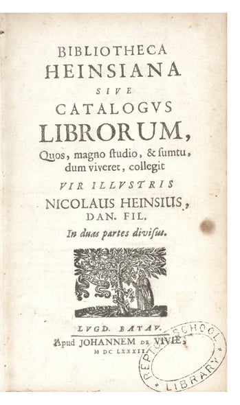 Item ID: 2933 Bibliotheca Heinsiana sive Catalogus Librorum quos magno studio & sumptu, dum...