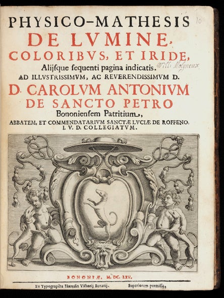 Item ID: 3095 Physico-Mathesis de Lumine, Coloribus, et Iride. Francesco Maria GRIMALDI.