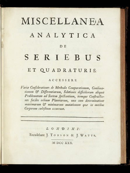 Item ID: 3499 Miscellanea Analytica de Seriebus et Quadraturis. Abraham de MOIVRE