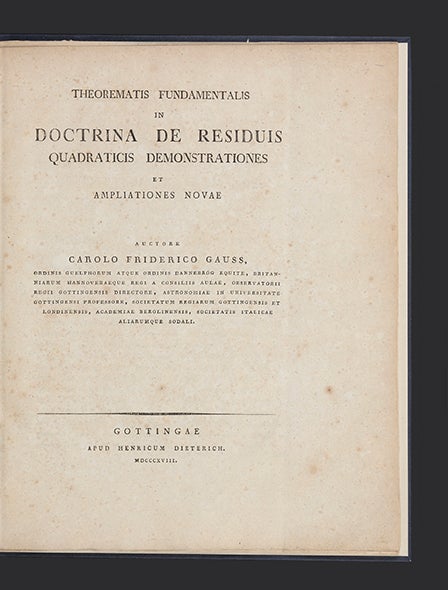 Item ID: 3525 Theorematis Fundamentalis in Doctrina de Residuis Quadraticis Demonstrationes et...