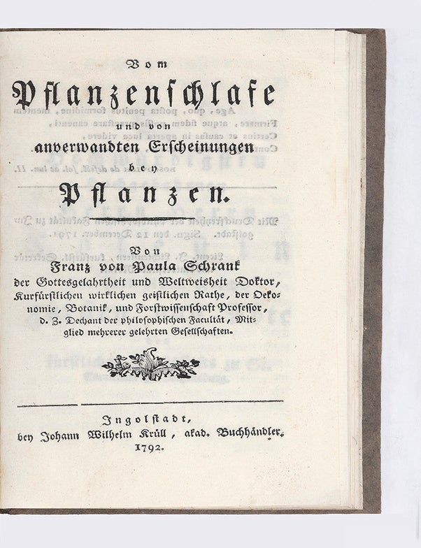 Item ID: 5496 Vom Pflanzenschlafe und von anverwandten Erscheinungen bey Pflanzen. Franz von...