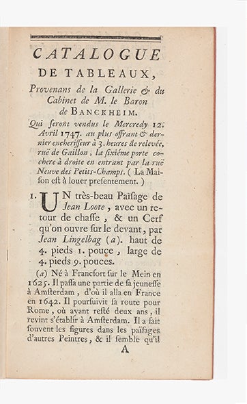 Item ID: 5760 [Drop-title]: Catalogue de Tableaux, provenans de la Gallerie & du Cabinet de M. le...