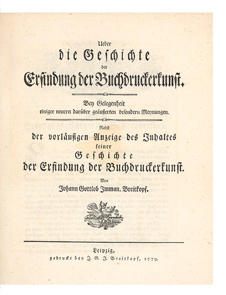 Item ID: 5902 Ueber die Geschichte der Erfindung der Buchdruckerkunst. Bey Gelegenheit einiger...