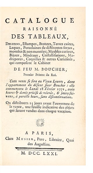 Item ID: 5918 Catalogue raisonné des Tableaux, Desseins, Estampes, Bronzes, Terres cuites,...
