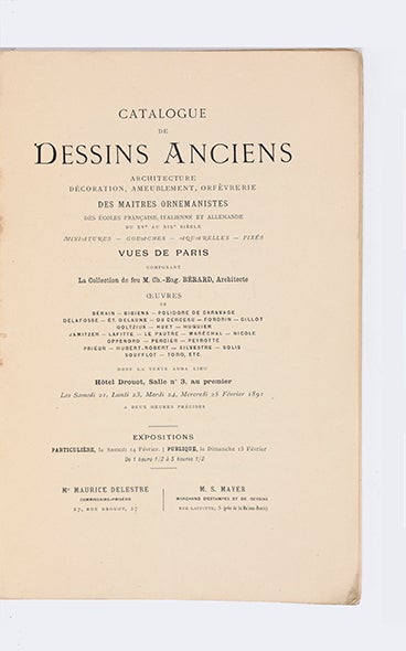 Item ID: 5934 Catalogue d’Estampes et de Livres relatifs à l’Architecture et à...