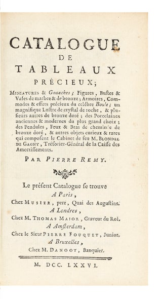 Item ID: 6094 Catalogue de Tableaux précieux; Miniatures & Gouaches; Figures, Bustes & Vases de...