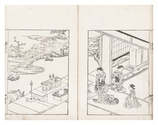 Hinaasobi no ki [trans.: About the Hina Doll Play]; title for Vol. II: Kaiawase no ki [trans.: Playing the Shell Game]; sub-title: Jokun eiri [trans.: Illustrated Instruction for Women].