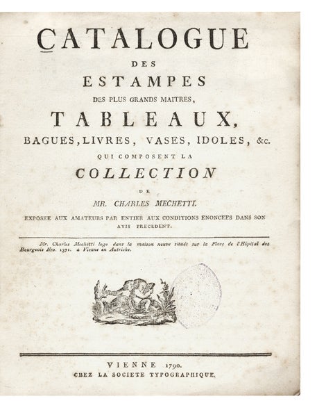 Item ID: 6413 Catalogue des Estampes des plus grands maitres, Tableaux, Bagues, Livres, Vases,...