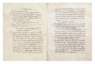 Manuscript on vellum of Opus Agriculturae, 112 leaves (the first blank), small 4to (155 x 115 mm.), single column (text block: 120-125 x 80 mm.), text written in brown ink in a single minuscule chancery hand throughout, first capital letter of each chapter set out in margin, some browning & spotting due to the varying quality of the vellum used or recycled (several leaves are palimpsests), some natural flaws to vellum including small holes, around which the scribe has written text.