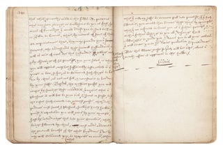 Manuscript on paper of an early version of Weston’s highly important A Discours of Husbandrie used in Brabant and Flanders (1st printed ed.: 1650), entitled on verso of first leaf “Sir Rich: westons improvement of Husbandrie…coppied by mee Archdale Palmor, for my private use, ye Ninth day of February Ano Dom: 1649…” and signed by him on recto of same leaf “Arch: Palmor his Booke ye februa: 9th. Ano Dom: 1649.”