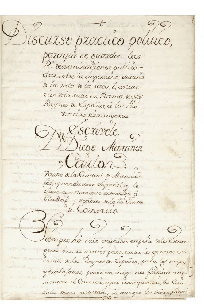 Item ID: 6560 Manuscript on paper entitled: “Discurso practico politico, paraque se guarden las...
