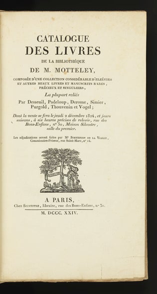 Item ID: 665 Catalogue des Livres de la Bibliothéque de M. Motteley, composée d'une Collection...