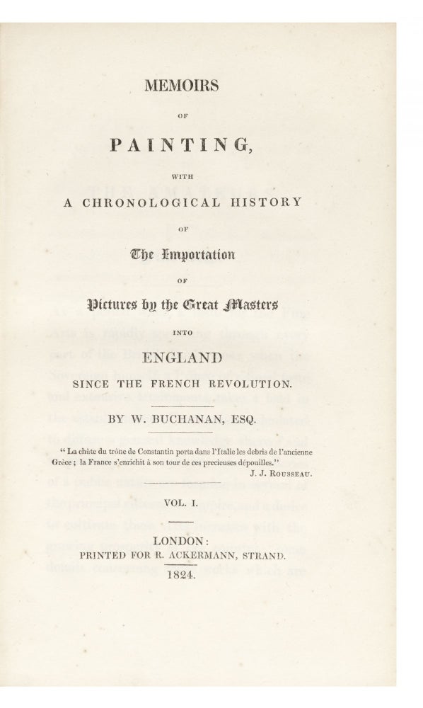 Item ID: 6693 Memoirs of Painting, with a Chronological History of the Importation of Pictures by...
