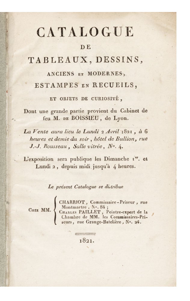 Item ID: 7173 Catalogue de Tableaux, Dessins, anciens et modernes, Estampes et Recueils, et...