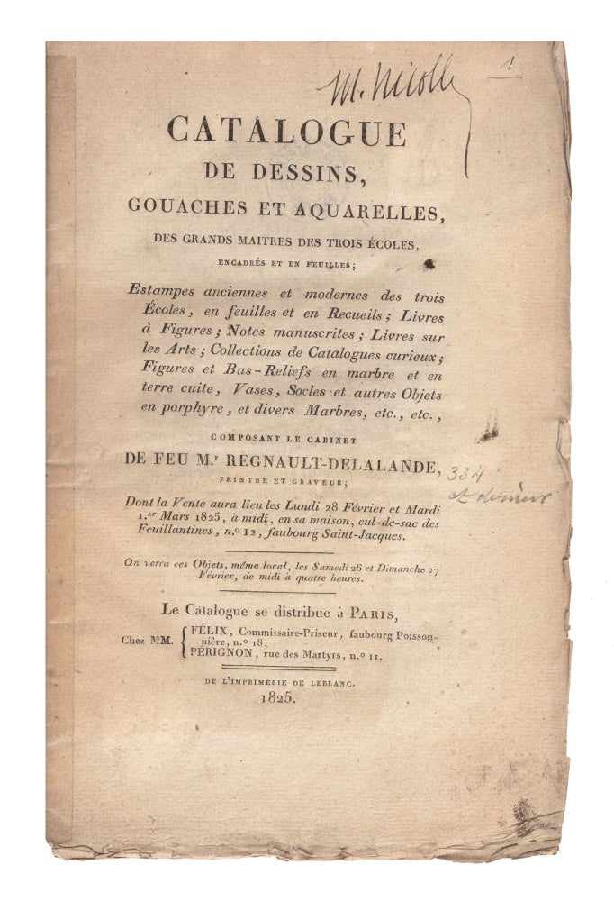 Item ID: 7201 Catalogue de Dessins, Gouaches et Aquarelles, des grands Maitres des Trois Ecoles,...