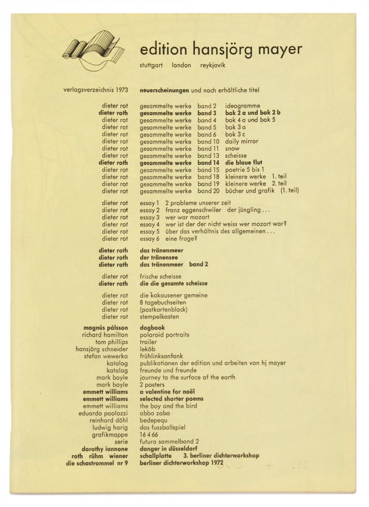 Item ID: 7273 [From upper cover]: verlagsverzeichnis 1973, neuerscheinungen und noch erhältliche...